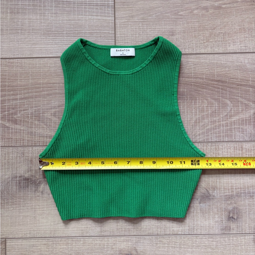 Aritzia BABATON Sculpt Knit Vibrant Green Ribbed Crop Top - Picture 5 of 10